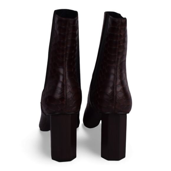 Donald J Pliner Dark Brown Snake-Embossed Block Heel Boots - Picture 5 of 7